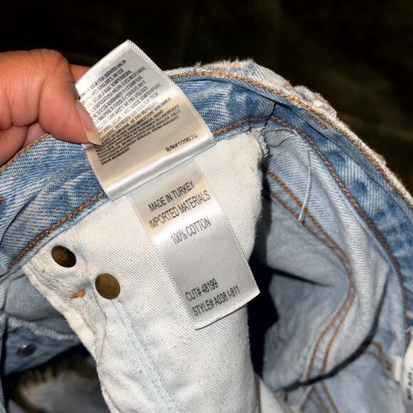 Agolde Parker Cut-Off Shorts Womens 24 Blue Denim 100% Cotton Pockets Distressed - Picture 6 of 9